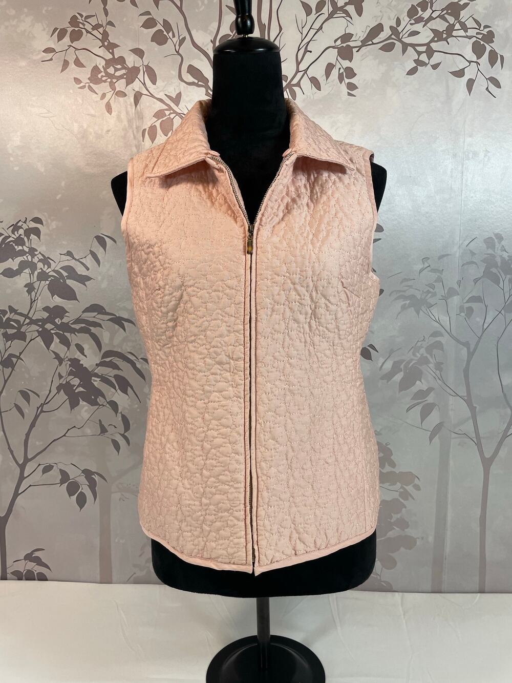 John Paul Richard Petite Silk Quilted Vest Zip Pastel Pink PS Vintage Coquette